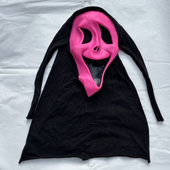 Scream Ghostface Pink Fluorescent Fun World Div Scary Rare Mask Cloth vintage - Picture 1 of 11